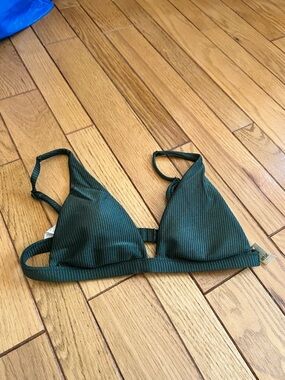 Aerie - Ribbed Triangle Bikini Top - Olive Green